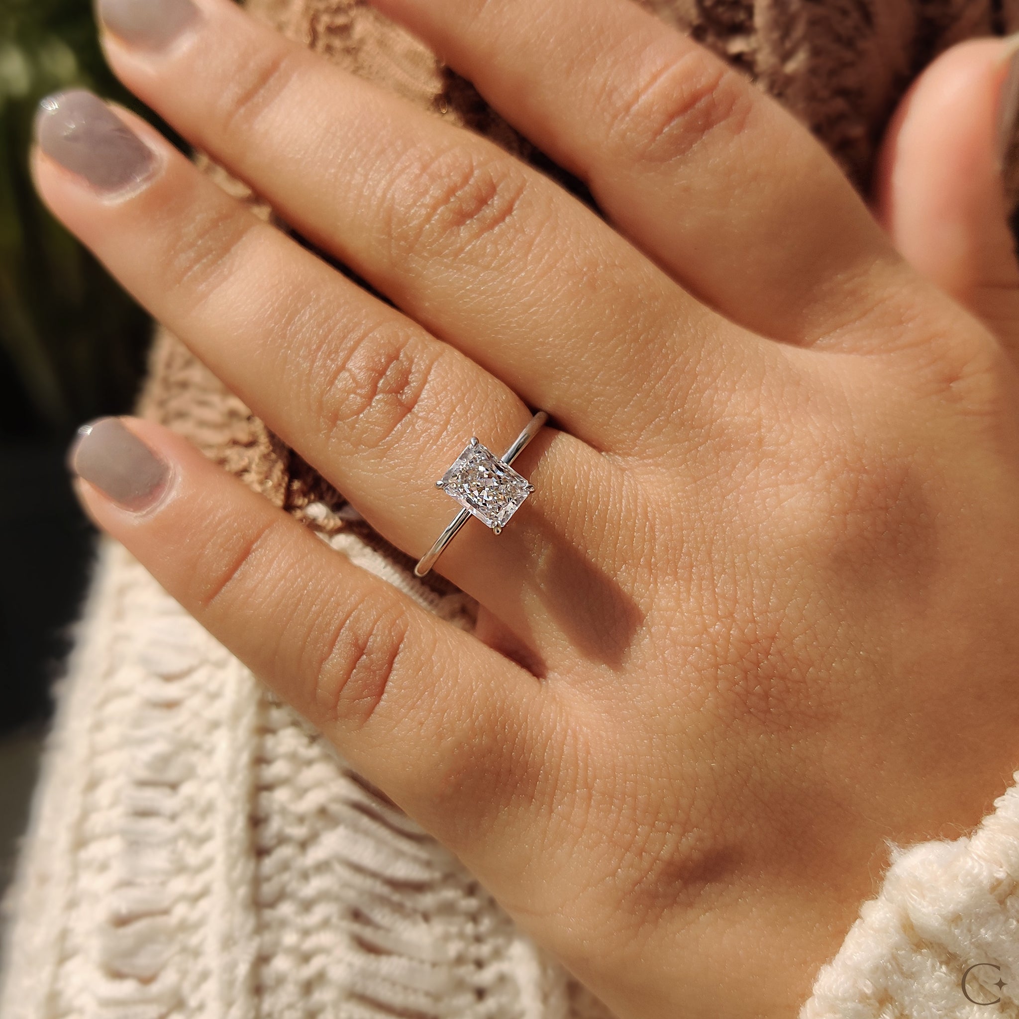 Cushion Hidden Halo Lab Grown Diamond Engagement Ring